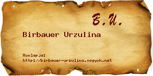 Birbauer Urzulina névjegykártya